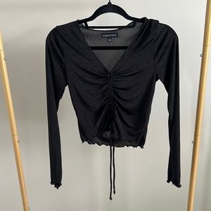 Electrica long sleeve tie front crop blouse